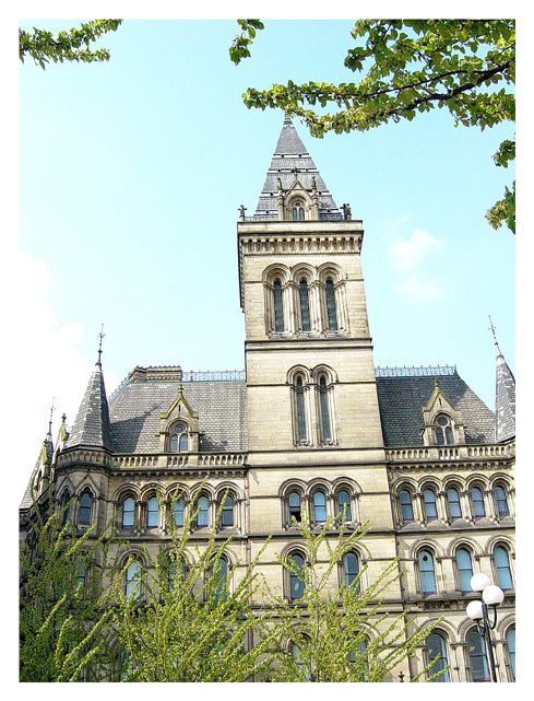 Manchester Town Hall gothic tower and clock face